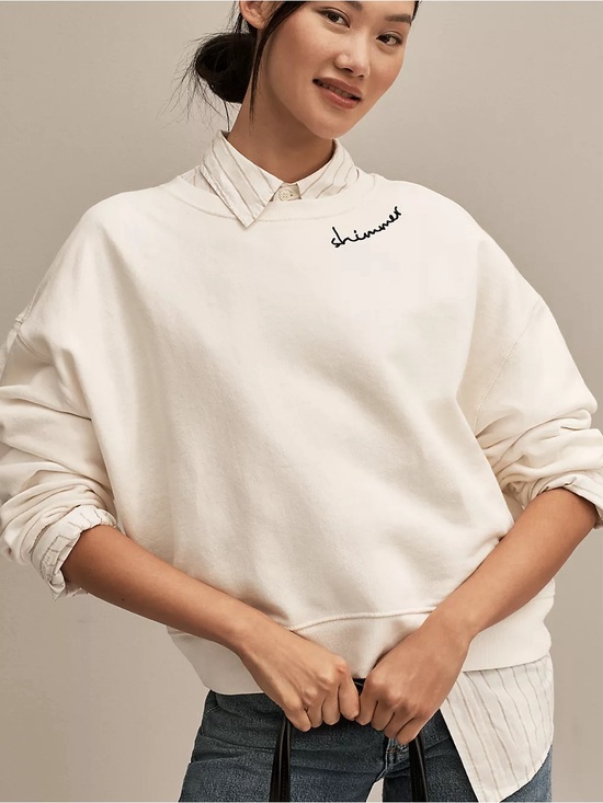 Pilcro Sweaters - Anthropologie Pilcro Embroidered Crewneck Sweatshirt Oversized Sz X-Large- EUC